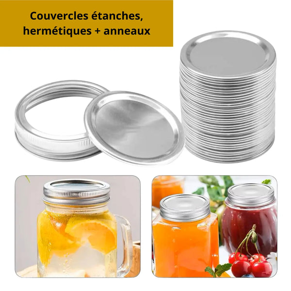 Couvercles+anneaux pour bocaux Mason 20Pcs 70mm/86mm ShopTendance